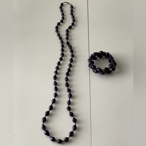 NWOT Handcrafted Paper Bead Necklace and Wrap Bracelet set